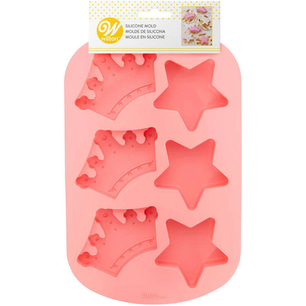 Wilton Silicone Royal Crowns and Stars, 6 Cavity Cake Mold, 2105-0-0685