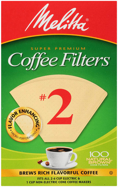 Melitta 622752, Super Premium, Natural Brown, Coffee Filters, #2 Cone, 100 Count