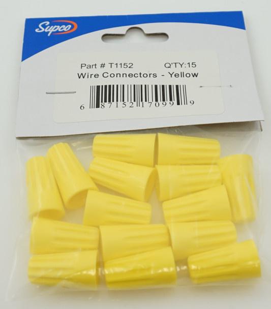 Supco Wire Connector, large yellow connector with spring insert, 15 Pcs, T1152