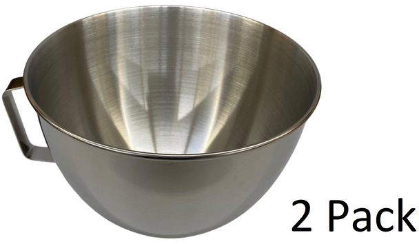 2 Pk, Stand Mixer 4.5QT SS Bowl w/Handle for KitchenAid, K45SBWH, W10802058