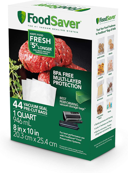 Vacuum Seal Pre-Cut Bags, 1 Quart, 44-Count, fits FoodSaver, FSFSBF0226NP -  Seneca River Trading, Inc.