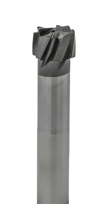 Diamond-coated carbide end mill for low-friction, high-precision cutting of hard, abrasive materials.