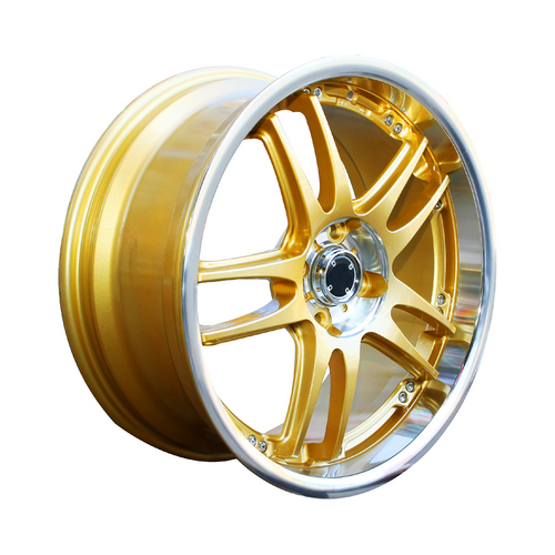 17 Inch x 4 Master Wheel Penta-Spoke Gold Silver Alloy Wheels