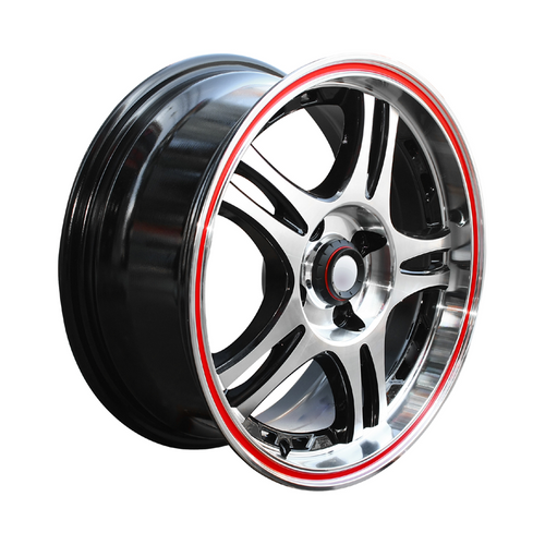 22 Inch x 4 Penta Trident Silver Red Alloy Wheel