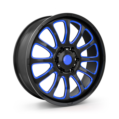 18 Inch x 4 Rainbow Donjon Collection Black Blue Alloy Wheel