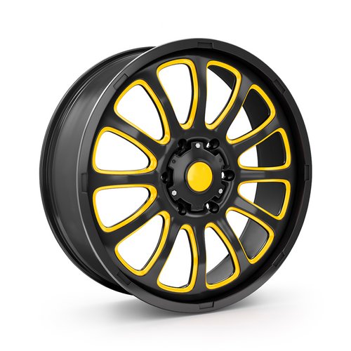 16 Inch x 4 Rainbow Donjon Collection Black Yellow Alloy Wheel