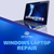 Laptop above a blue banner with the Device Pro Solutions logo and “Windows Laptop Repair” text.
