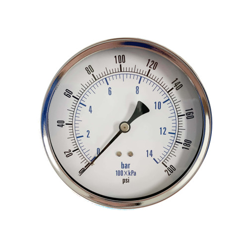 Rear Mount Pressure Gauge 0-200 PSI, 1/4″ MNPT