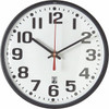 AbilityOne  SKILCRAFT Black Body SelfSet Wall Clock - Analog - Quartz - White Main Dial - Black/Plastic Case