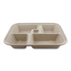 Fiber Containers, Bento Box, 5-Compartment, 12 x 9.5 x 2, Natural, Paper, 300/Carton