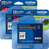 Brother P-touch TZe Laminated Tape Cartridges - 3/8" Width - Rectangle - White - Polyester Film, Polyethylene Terephthalate (PET) - 2 / Bundle - Water Resistant - Grease Resistant, Grime Resistant, Temperature Resistant