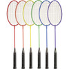 Champion Sports Tempered Steel Badminton Racket Set - Red, Orange, Yellow, Green, Blue, Purple - Nylon, Leather, Tempered Steel