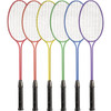 Champion Sports Tempered Steel Twin Shaft Badminton Racket Set - Red, Orange, Yellow, Green, Blue, Purple - Nylon, Leather, Tempered Steel