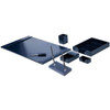 Dacasso Bonded Leather Desk Set - Leather, Velveteen - Navy Blue - 1 Each