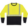 GloWear 8281BK Type R Class 2 Front Long Sleeve T-Shirt - Large Size - Polyester - Lime, Black