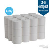 Compact Coreless Recycled Toilet Paper - 2 Ply - 4.05" x 3.85" - 1000 Sheets/Roll - White - Cleaning - For Restroom - 36 / Carton