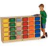 Jonti-Craft Rainbow Accents 30 Cubbie-trays Mobile Storage Unit - 30 Compartment(s) - 35.5" Height x 57.5" Width x 15" Depth - Durable, Non-yellowing - Baltic - Rubber, Acrylic - 1 Each