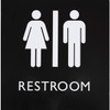 Lorell Restroom Sign - 1 Each - 8" Width x 8" Height - Square Shape - Easy Readability, Injection-molded - Plastic - Black, Black