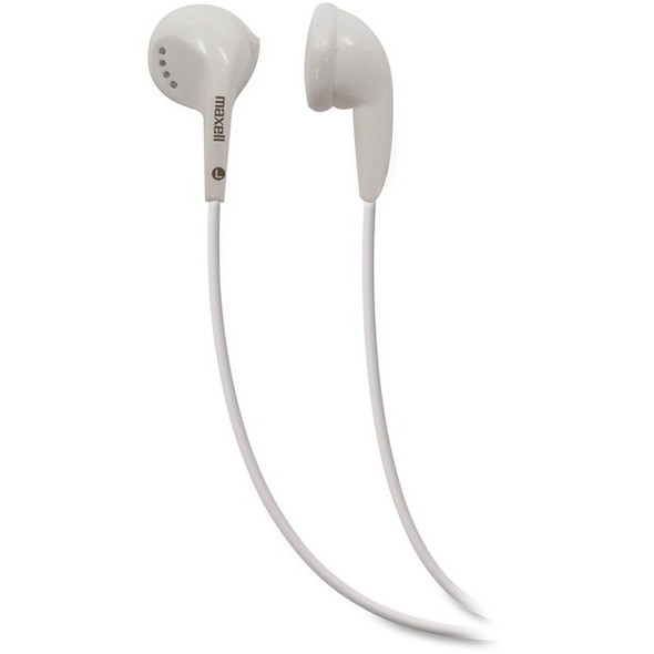 Maxell EB-95 White Earbuds - Stereo - White - Wired - Earbud - Binaural - Outer-ear