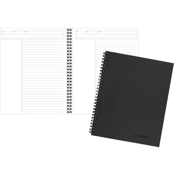 Mead 1 - Subject Action Planner Notebook - Letter - 80 Sheets - Double Wire Spiral - 0.34" Ruled - 20 lb Basis Weight - Letter - 8 1/2" x 11" - White Paper - Black Binding - BlackLinen Cover - Bond Paper, Perforated, Subject - 1 Each