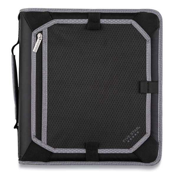 Zipper Binder, 3 Rings, 2" Capacity, 11 x 8.5, Black/Gray Accents