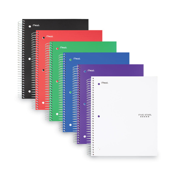 Wirebound Notebook with Four Pockets, 3-Subject, Wide/Legal Rule, Randomly Assorted Cover Color, (150) 10.5 x 8 Sheets