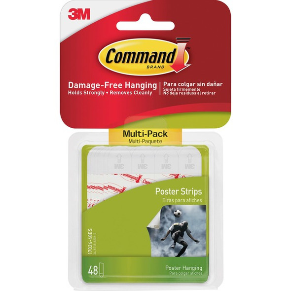 Command Poster Strips - Multi-Pack - 2.75" Length x 0.75" Width - 48 / Pack - White