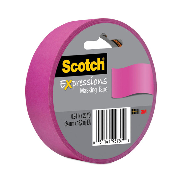 Expressions Masking Tape, 3" Core, 0.94" x 20 yds, Fuchsia