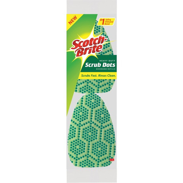 Scotch-Brite Scrub Dots Dishwand Refill - 3.5" Width x 4.4" Length - 2/Pack - Green