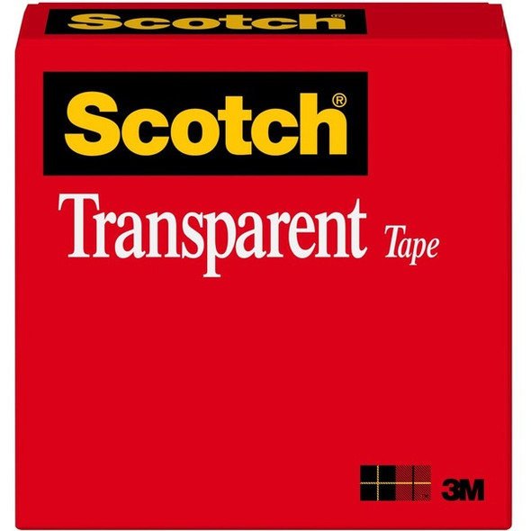 Scotch Transparent Tape - 3/4"W - 36 yd Length x 0.75" Width - 1" Core - Stain Resistant, Moisture Resistant, Long Lasting - For Multipurpose, Mending, Packing, Label Protection, Wrapping - 1 / Roll - Clear