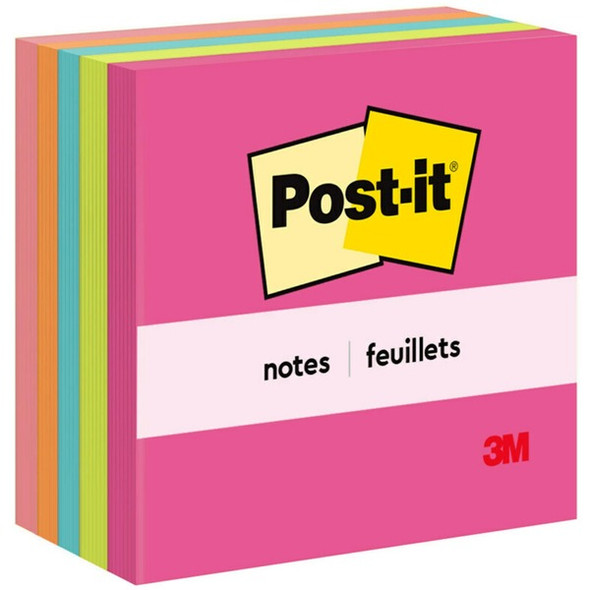 Post-it&reg; Notes - Poptimistic Color Collection - 500 - 3" x 3" - Square - 100 Sheets per Pad - Unruled - Power Pink, Acid Lime, Aqua Splash, Vital Orange, Guava - Paper - Self-adhesive, Repositionable - 5 / Pack