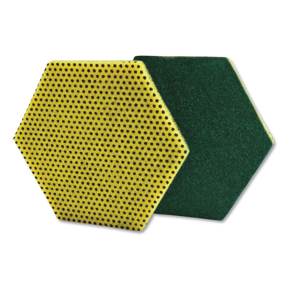 Dual Purpose Scour Pad, 5 x 5.75, Green/Yellow, 15/Carton