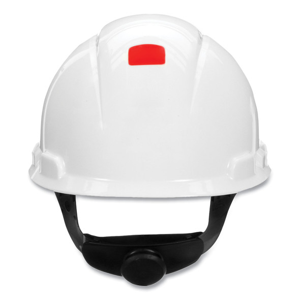 SecureFit Hard Hat with Uvicator, Four-Point Ratchet Suspension, White