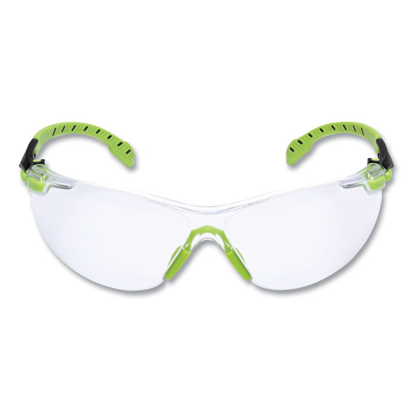 Solus 1000-Series Safety Glasses, Black/Green Plastic Frame, Clear Polycarbonate Lens