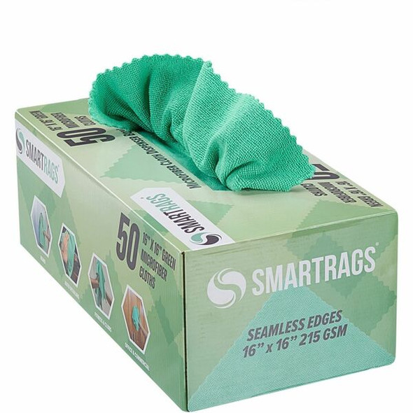 Monarch Smart Rags Microfiber Cloths - For Automotive, Office, Healthcare, Household, Garage, Breakroom, Factory, Hospital, Industry, Nursing Home - 50 / Box - Reusable, Streak-free, Lint-free, Dirt Resistant, Grime Resistant - Green