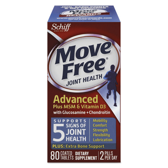 Move Free Advanced Plus MSM and Vitamin D3 Joint Health Tablet, 80 Count, 12/Carton