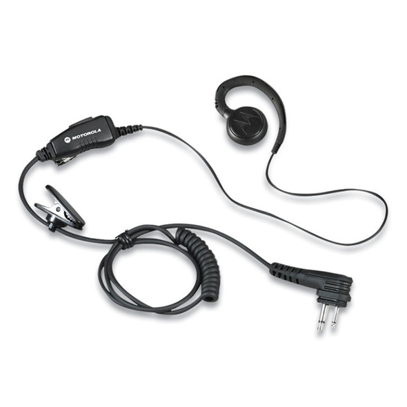 Swivel Monaural Over The Ear Earpiece with In-Line Microphone and Push-To-Talk, Black