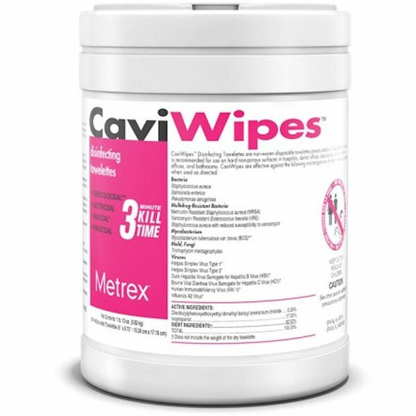 Metrex CaviWipes - Concentrate - 6.75" Length x 6" Width - 12 / Carton - White