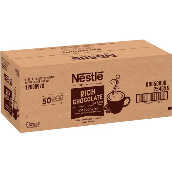 Nestle&reg; Rich Chocolate Hot Cocoa Packets - Powder - 0.17 oz - Packet - 6 / Carton - 50 / Box