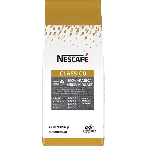 Nescafe Ground Classico Coffee - Compatible with Nescafe Bean-to-Cup - Medium - 32 oz - 6 / Carton