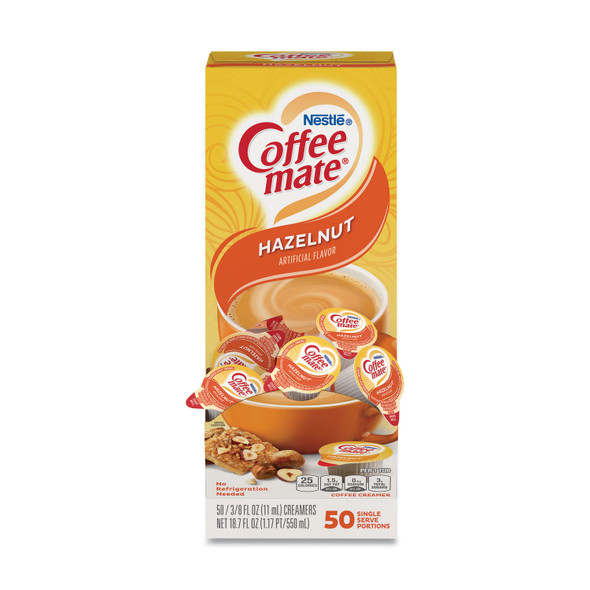 Liquid Coffee Creamer, Hazelnut, 0.38 oz Mini Cups, 50/Box