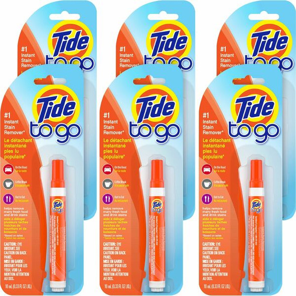 Tide To Go Stain Remover Pen - 0.34 oz (0.02 lb) - 6 / Carton - Orange