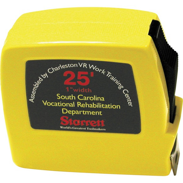 AbilityOne  SKILCRAFT 25 Foot Tape Measure - 25 ft Length 1" Width - 1/16, 1/32 Graduations - Metric, Imperial Measuring System - Steel - 1 Each - Yellow