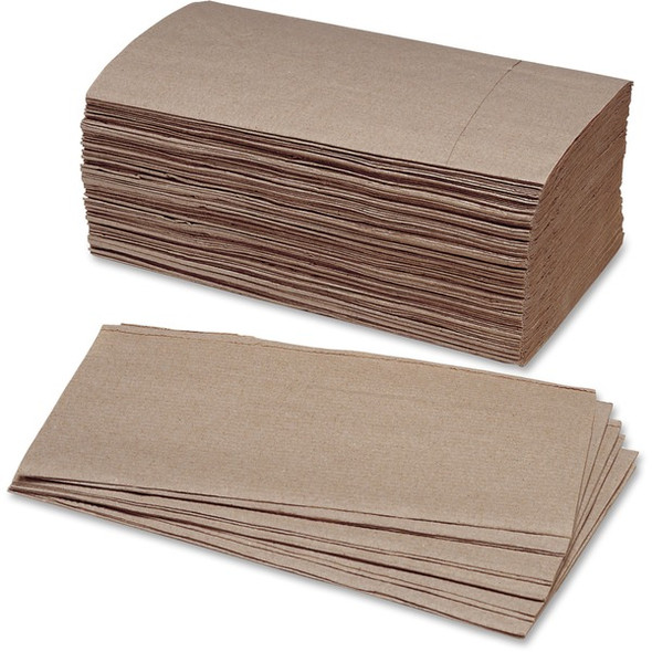 AbilityOne  SKILCRAFT Single Fold Kraft Paper Towels - Single Fold - Kraft - Paper - Eco-friendly, Chlorine-free - For Bathroom - 250 Per Bundle - 16 / Box