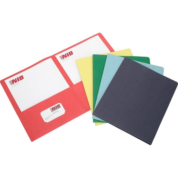 AbilityOne  SKILCRAFT 7510013162302 Letter Recycled Pocket Folder - 8 1/2" x 11" - 3/8" Expansion - 2 Pocket(s) - LeatherGrain - Red, Green, Yellow, Dark Blue, Light Blue - 30% Recycled - 25 / Box