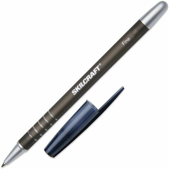 AbilityOne  SKILCRAFT Rubberized Ballpoint Stick Pen - Black Ink - 12 / Box