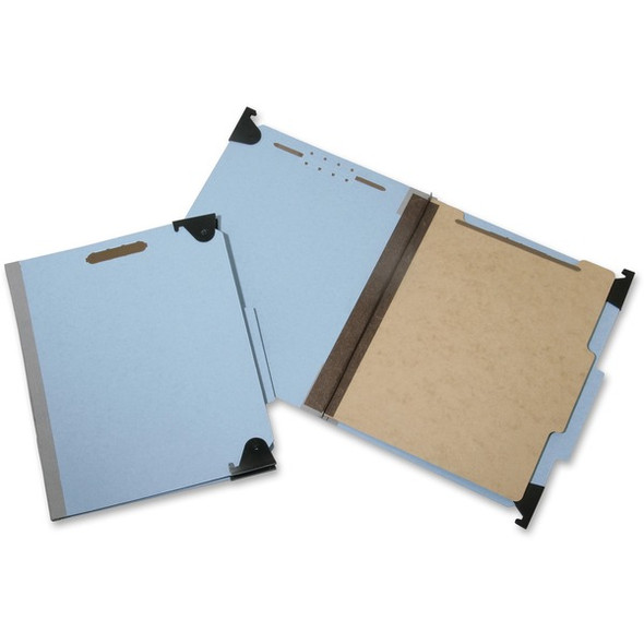 AbilityOne  SKILCRAFT 2/5 Tab Cut Letter Recycled Hanging Folder - 8 1/2" x 11" - 2" Expansion - 4 Fastener(s) - Top Tab Location - Right of Center Tab Position - 1 Divider(s) - Light Blue - 60% Recycled - 10 / Box