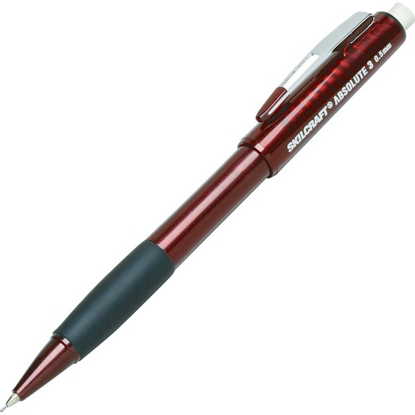 AbilityOne  SKILCRAFT Absolute III Mechanical Pencil - 0.5 mm Lead Diameter - Refillable - Red Barrel - 6 / Pack