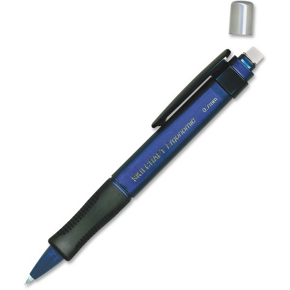 AbilityOne  SKILCRAFT Wide Body Mechanical Pencil - 0.7 mm Lead Diameter - Refillable - Blue Barrel - 6 / Pack