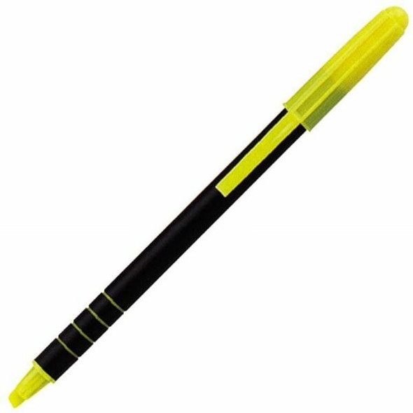 AbilityOne  SKILCRAFT Line-Liter Pocket Highlighter - Chisel Marker Point Style - Fluorescent Yellow - Rubber Barrel - 1 Dozen